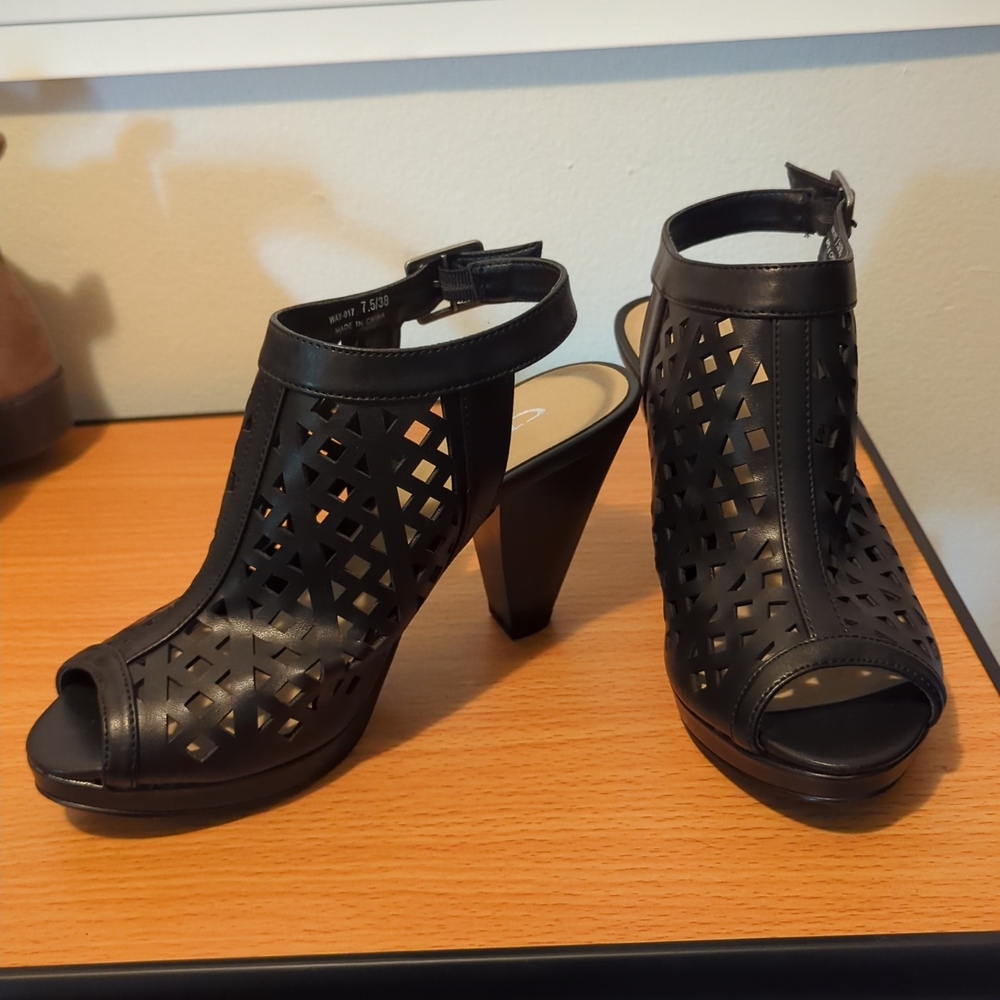 Elegant Black Peep-Toe Heels